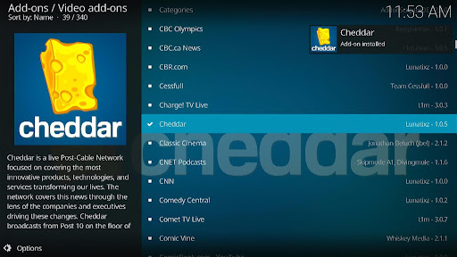 Install Cheddar Kodi Addon 8