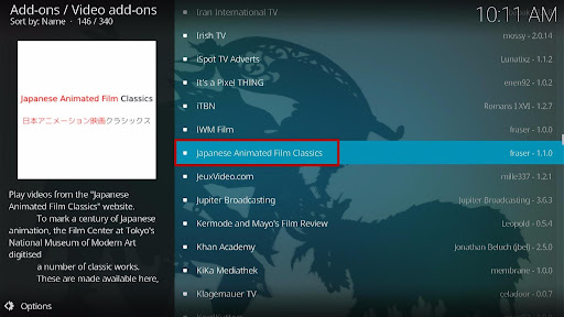 Install Japanese Animated Film Classics Kodi Addon 5