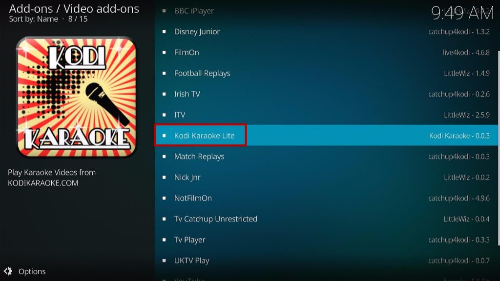 Install Kodi Karaoke Lite 20