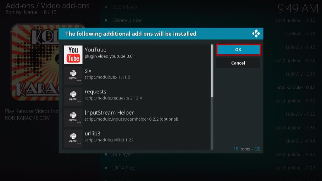 Install Kodi Karaoke Lite 22