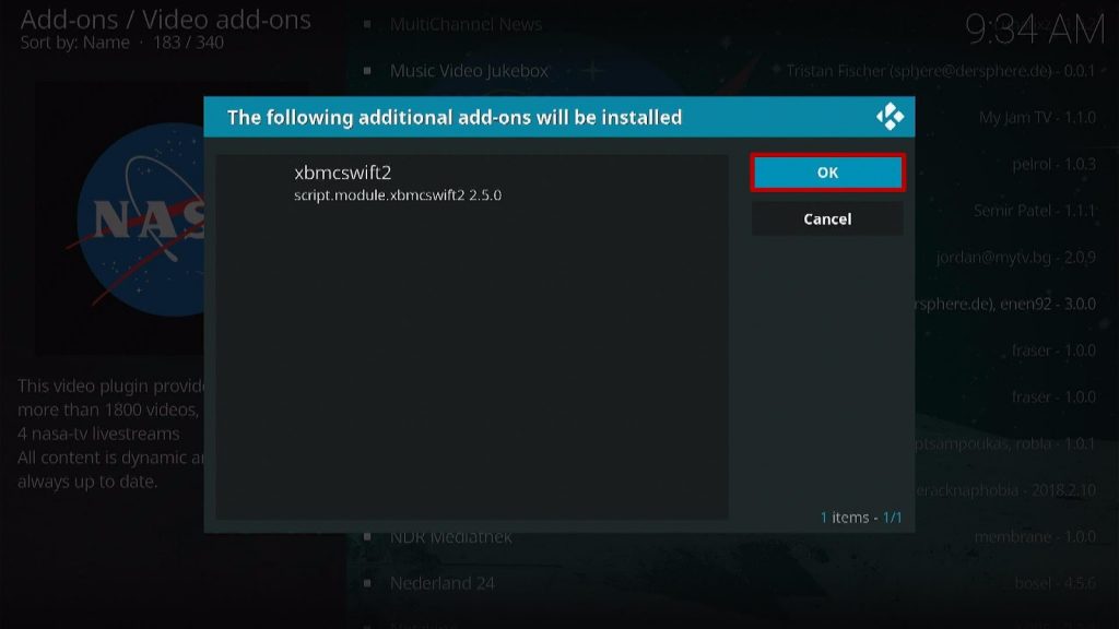 Install NASA Kodi Addon 7