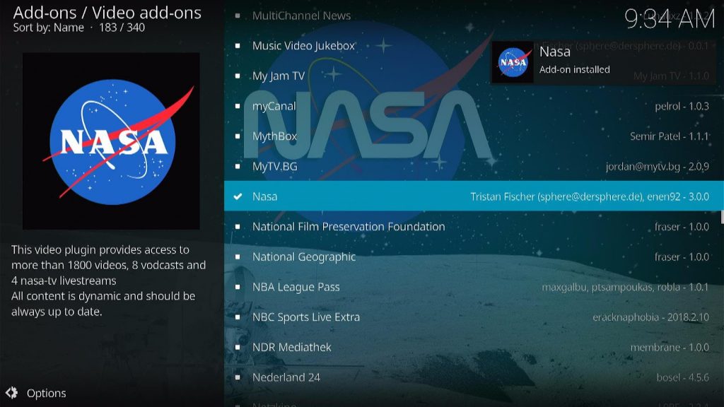 Install NASA Kodi Addon 8