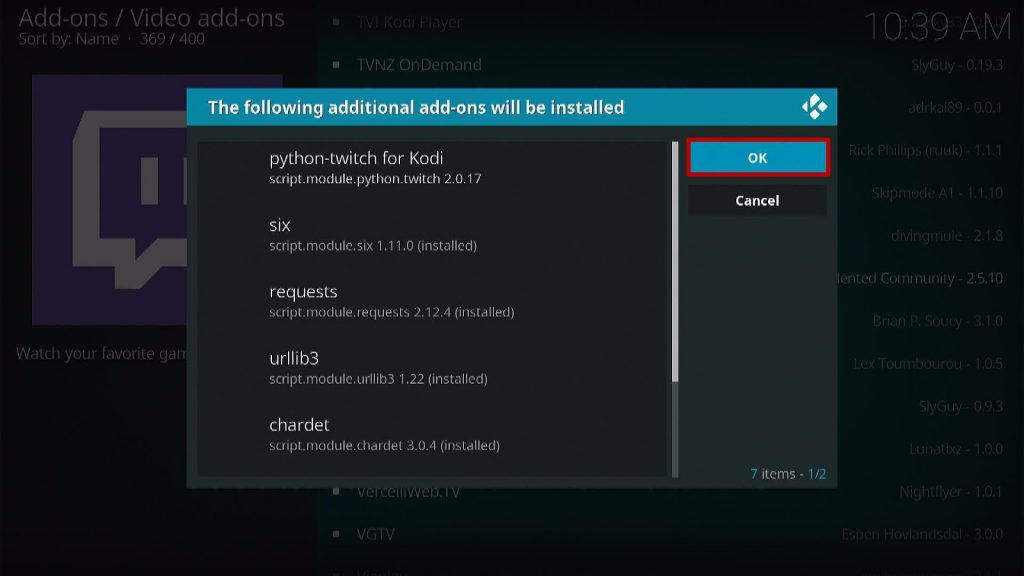 Install Twitch Kodi Addon 7