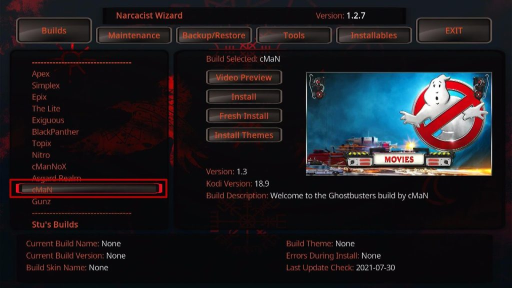 Install cMaN Kodi Build 27