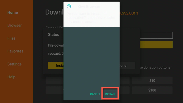 Kiwi Browser install