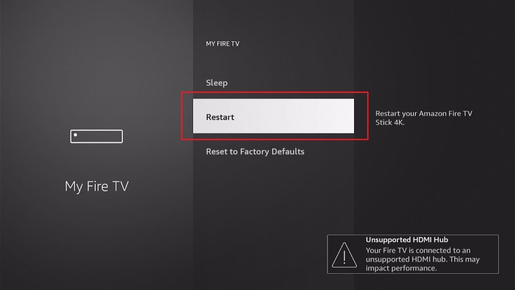 Restart your Fire TV stick 4