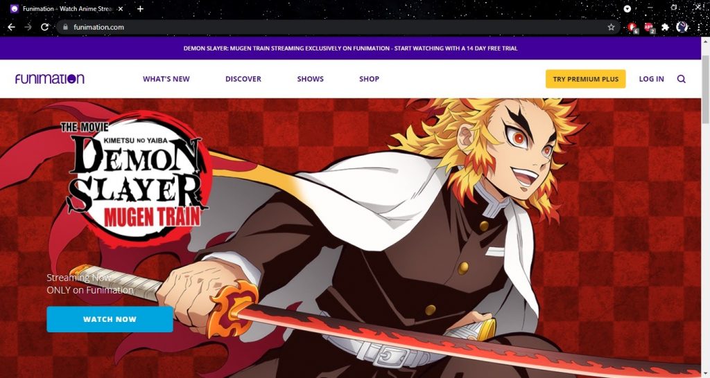 Stream Funimation Website on Windows 3