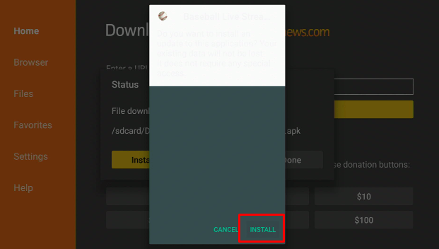 Install Baseball Live Streaming APK on Firestick Step 15