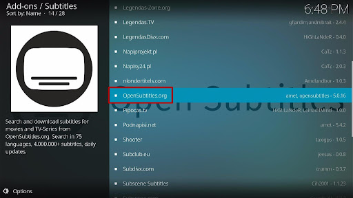 Best Subtitle Service on Kodi Step 2. 5