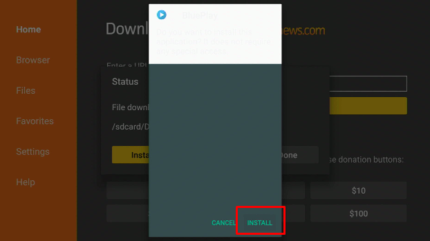 Install Blue Play on Firestick Step 15