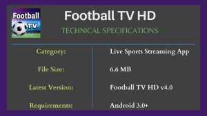 Football TV HD Tech Specs
