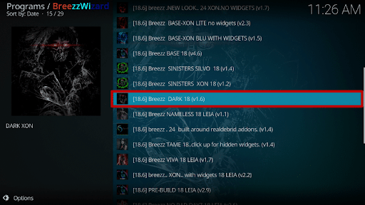 Install Dark Kodi Build 26