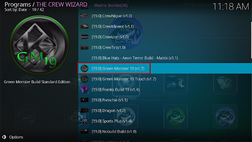 Install Green Monster 19 Kodi Build 27