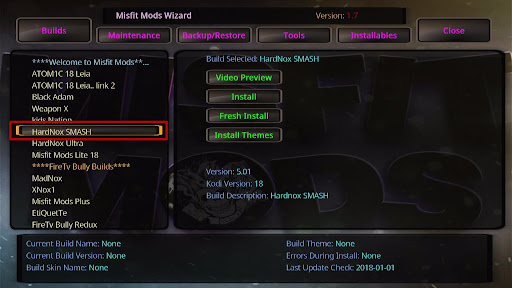 Install HardNox SMASH Kodi Build 25
