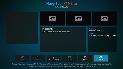 Install Navy Seal K19 Lite Kodi Addon 20