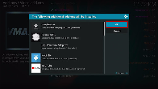 Install VMAXX Kodi Addon 20