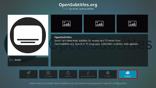 Install the Opensubtitles on your Kodi 6