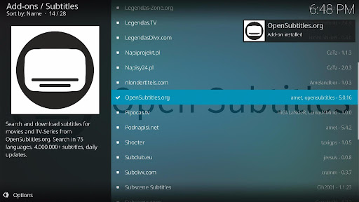 Install the Opensubtitles on your Kodi 7