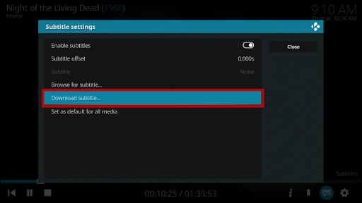 Play a Movie or TV Show and Download a Subtitle 3
