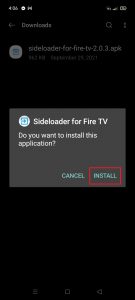 Install Sideloader for Fire TV App on Your Android 9