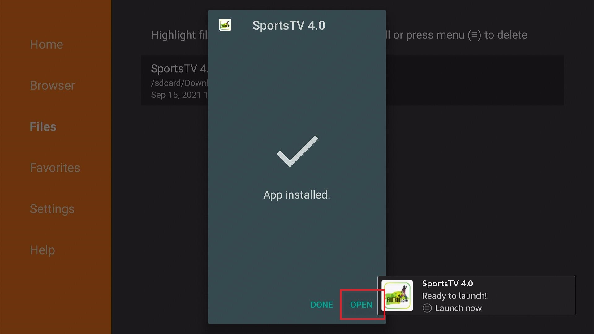 Install Sports TV MOD on Firestick Step 18