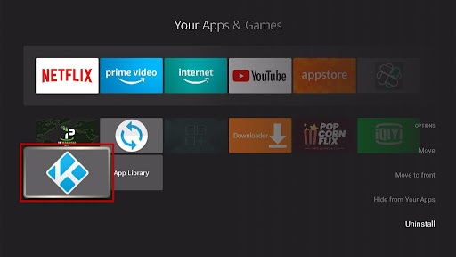 Uninstalling Kodi Using App Options on FireStick 4