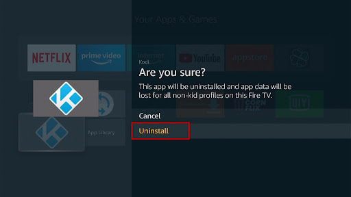 Uninstalling Kodi Using App Options on FireStick 5