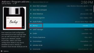 Backup and Restore on Kodi Step 1.5
