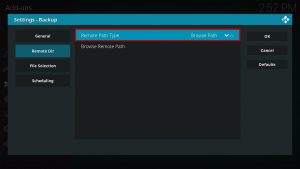Backup and Restore on Kodi Step 2.3