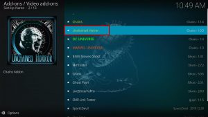 Install Unchained Horror Kodi Addon 18