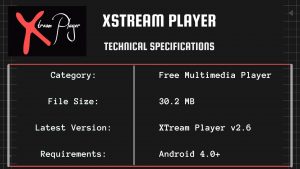 Xtream Player Specs 1