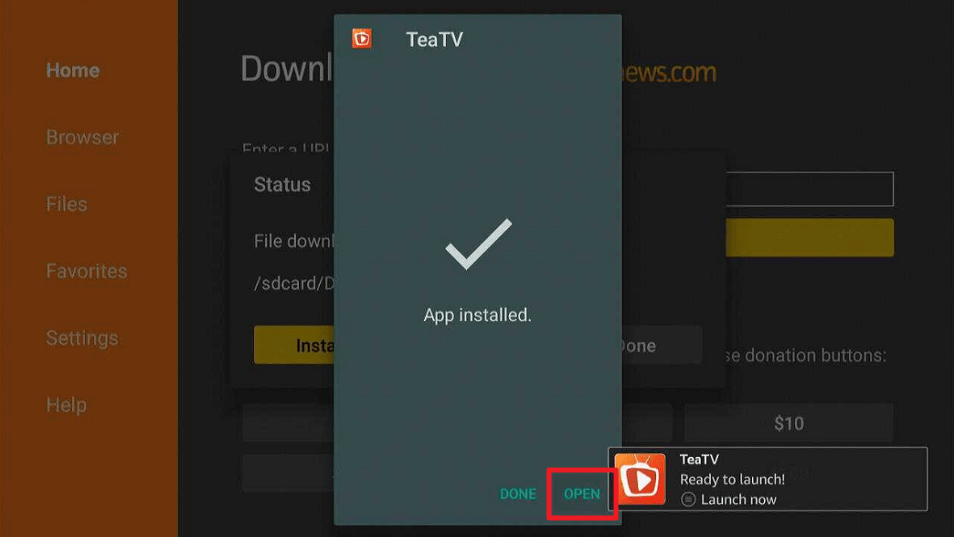 TeaTV APK on Firestick