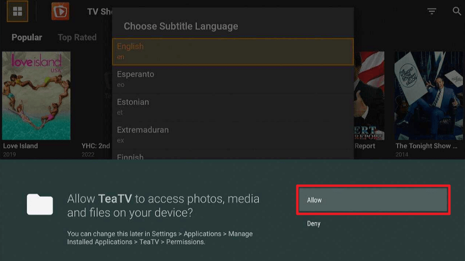 TeaTV APK on Firestick