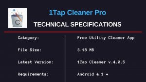 1Tap Cleaner Tech Specs 1
