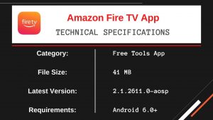 Amazon Fire TV App Tech Specs