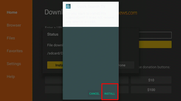 Quick Search TV install