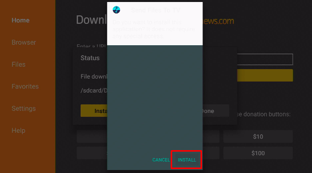 Send Files to TV install