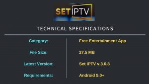 Set IPTV Pro Technical Specifications