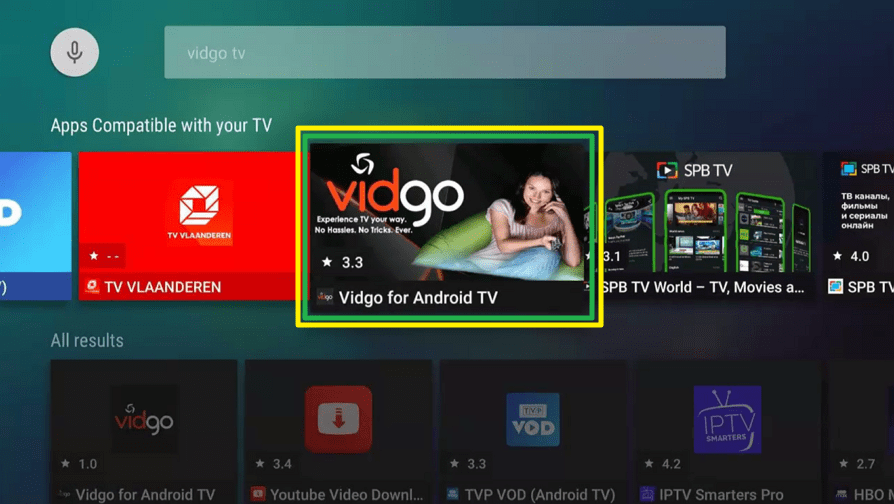 Install the Vidgo TV App