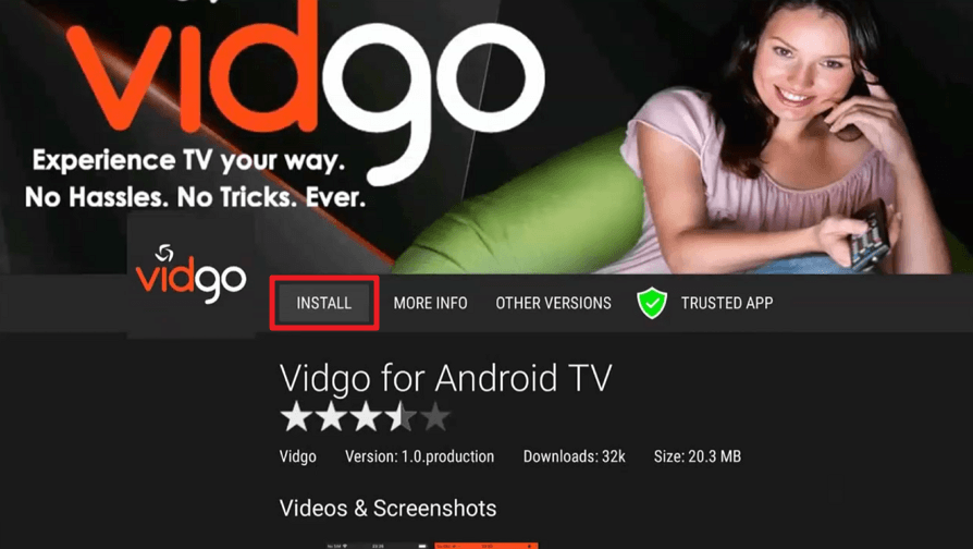 Install the Vidgo TV App