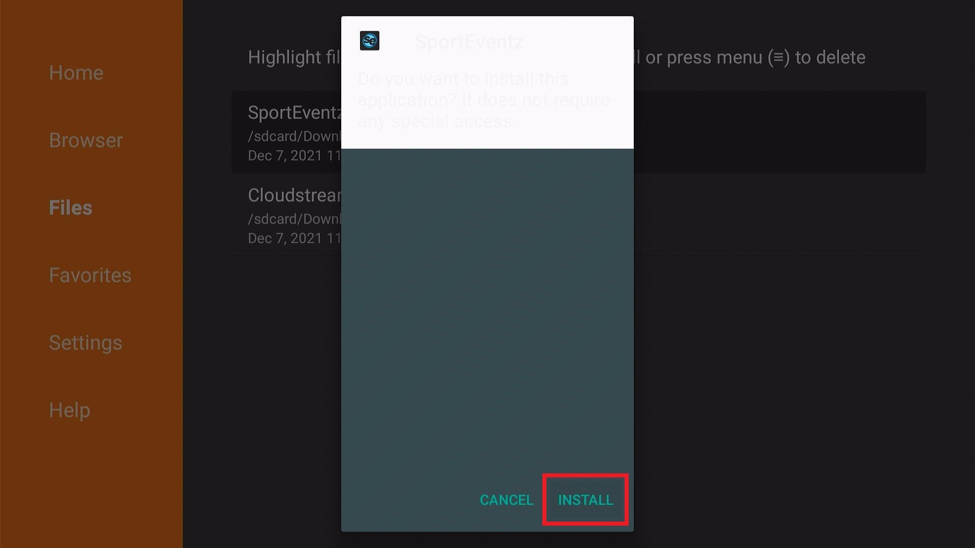 Install SportEventz App on Fire TV Stick step 16