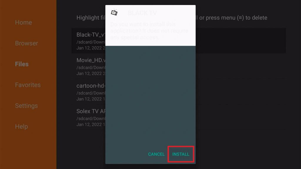 Install the Black TV App on Fire TV Stick step 16