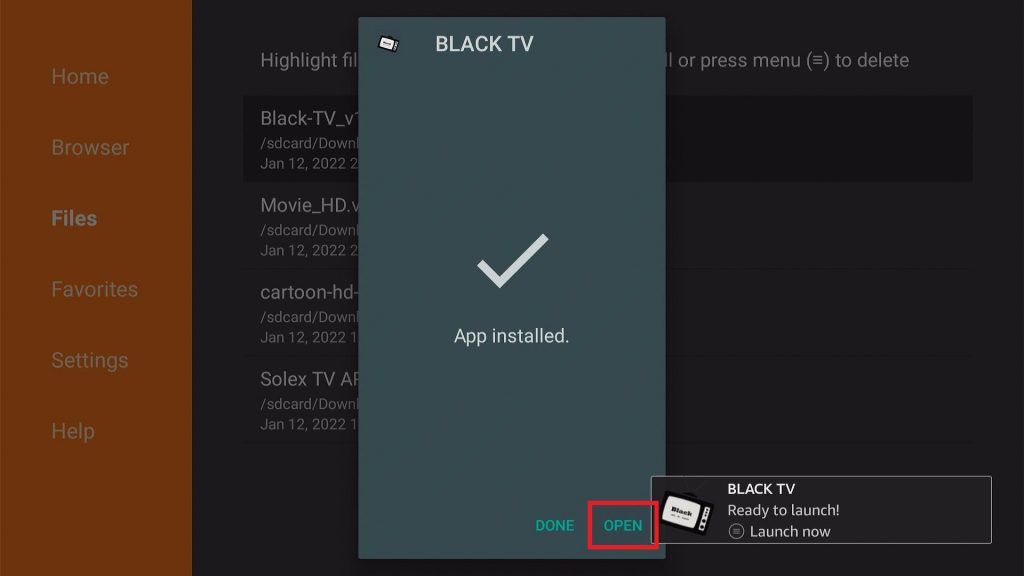 Install the Black TV App on Fire TV Stick step 18