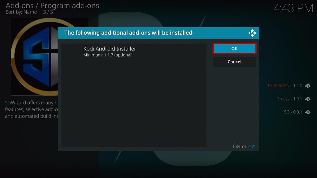Install SG TV Dark Kodi Build step 21
