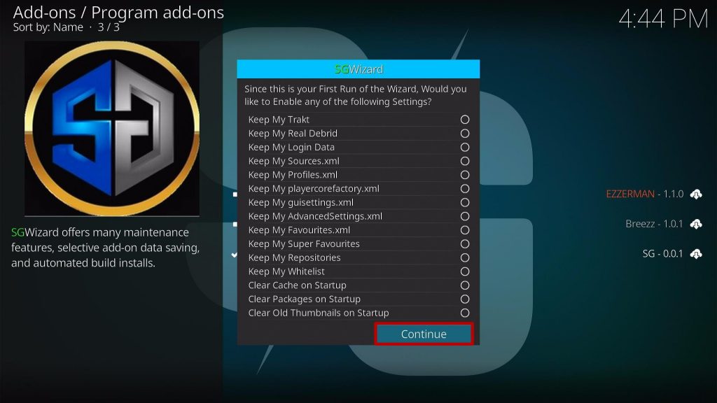 Install SG TV Dark Kodi Build step 22