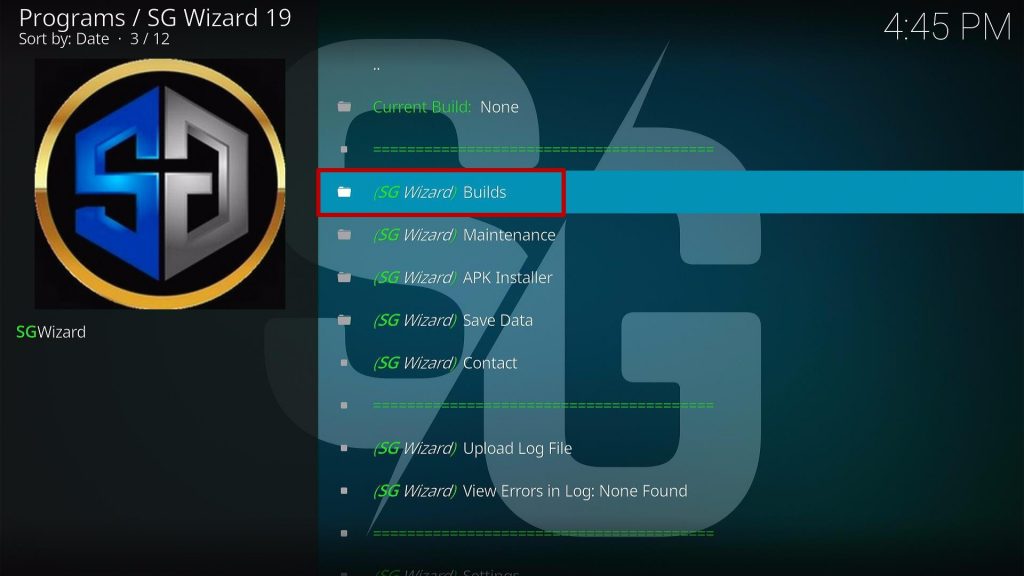 Install SG TV Dark Kodi Build step 26