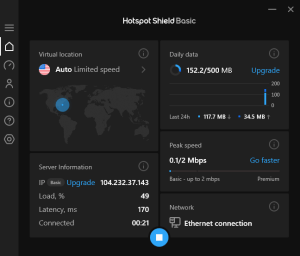 Hotspot Shield client view
