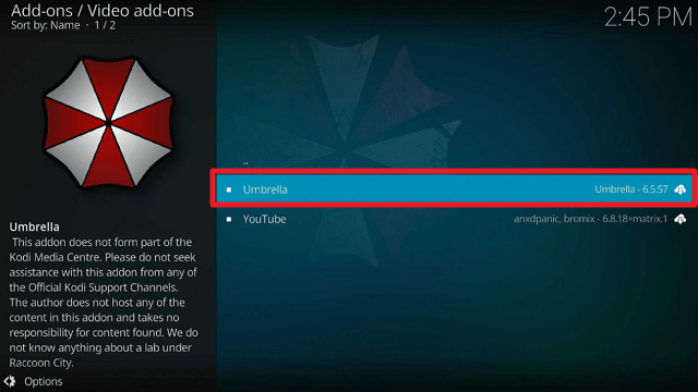 Install Umbrella Kodi Addon on Firestick step 19