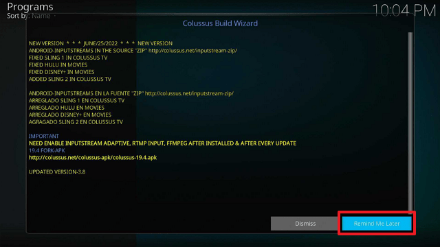 Install Colussus Kodi Build on Firestick step 19