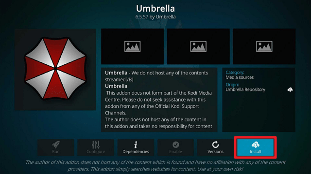 Install Umbrella Kodi Addon on Firestick step 20